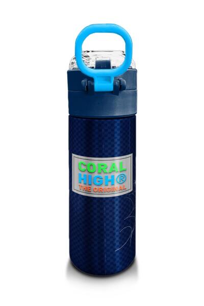 Coral High Kids Lacivert Kırmızı Örümcek Desenli Pipetli ve Direkt İçim Çelik Termos 500 ml 31931 - 3