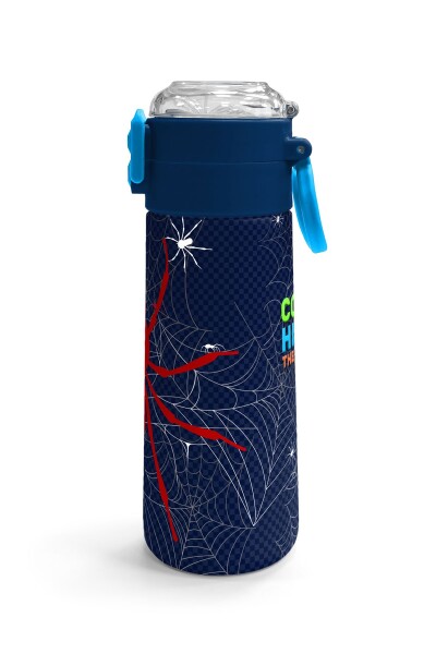 Coral High Kids Lacivert Kırmızı Örümcek Desenli Pipetli ve Direkt İçim Çelik Termos 500 ml 31931 - 3