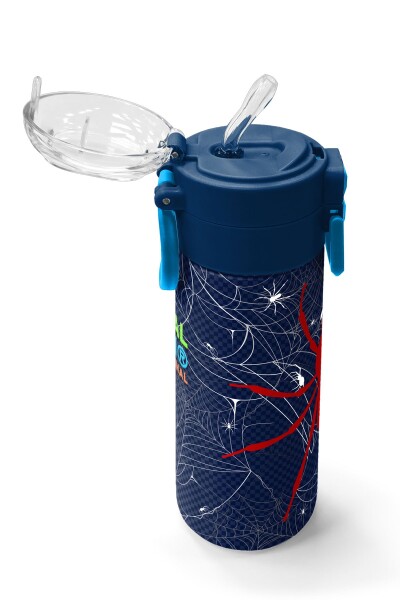 Coral High Kids Lacivert Kırmızı Örümcek Desenli Pipetli ve Direkt İçim Çelik Termos 500 ml 31931 - 5