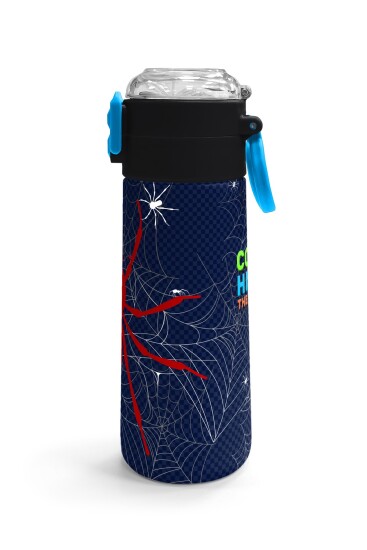 Coral High Kids Lacivert Kırmızı Örümcek Desenli Pipetli ve Direkt İçim Çelik Termos 500 ml 31931 - 3