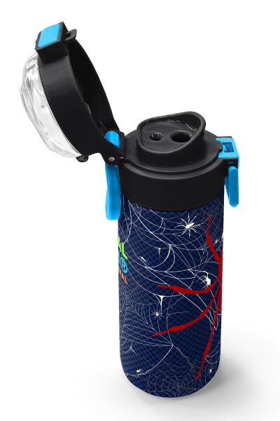 Coral High Kids Lacivert Kırmızı Örümcek Desenli Pipetli ve Direkt İçim Çelik Termos 500 ml 31931 - 6