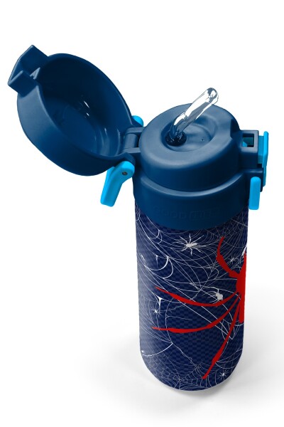 Coral High Kids Lacivert Kırmızı Örümcek Desenli Pipetli ve Direkt İçim Çelik Termos 500 ml 31931 - 2
