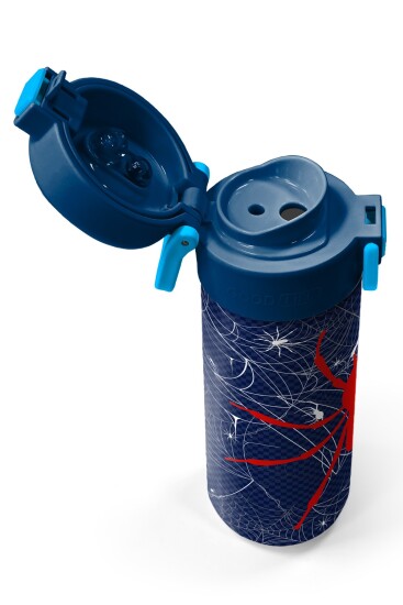 Coral High Kids Lacivert Kırmızı Örümcek Desenli Pipetli ve Direkt İçim Çelik Termos 500 ml 31931 - 3