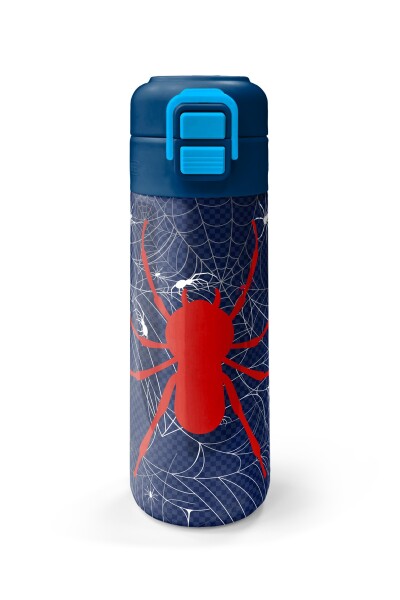 Coral High Kids Lacivert Kırmızı Örümcek Desenli Pipetli ve Direkt İçim Çelik Termos 500 ml 31931 - 4