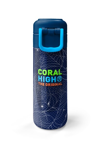 Coral High Kids Lacivert Kırmızı Örümcek Desenli Pipetli ve Direkt İçim Çelik Termos 500 ml 31931 - 7