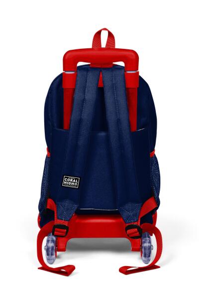 Coral High Kids Lacivert Kırmızı Örümcek Desenli Üç Bölmeli Çekçekli 3'lü Çanta Seti SET0123920 - 5