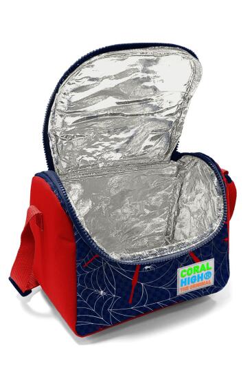 Coral High Kids Lacivert Kırmızı Örümcek Desenli Üç Bölmeli Çekçekli 3'lü Çanta Seti SET0123920 - 4