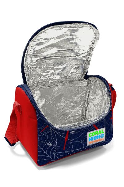 Coral High Kids Lacivert Kırmızı Örümcek Desenli Üç Bölmeli Çekçekli 3'lü Çanta Seti SET0123920 - 4