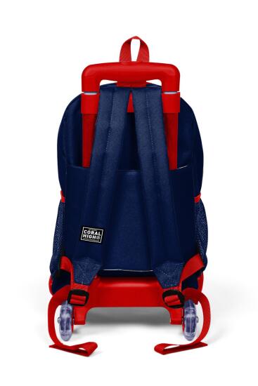 Coral High Kids Lacivert Kırmızı Örümcek Desenli Üç Bölmeli Çekçekli 3'lü Çanta Seti SET0123920 - 5