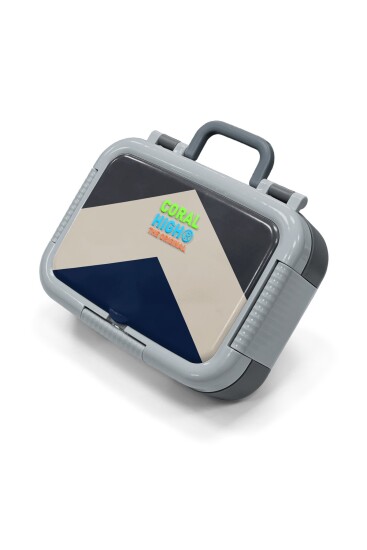 Coral High Kids Lacivert Koyu Gri Bej Desenli Paslanmaz Çelik Beslenme Kabı 39200 - 1