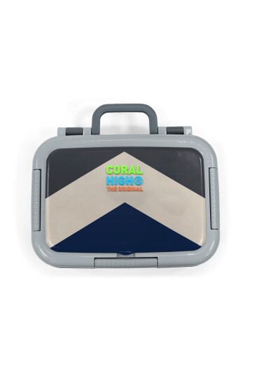 Coral High Kids Lacivert Koyu Gri Bej Desenli Paslanmaz Çelik Beslenme Kabı 39200 - 5