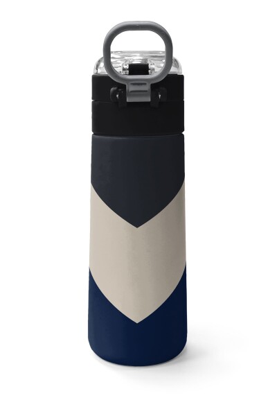 Coral High Kids Lacivert Koyu Gri Bej Desenli Pipetli ve Direkt İçim Çelik Termos 500 ml 31893 - 4