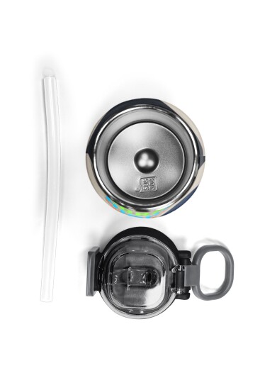 Coral High Kids Lacivert Koyu Gri Bej Desenli Pipetli ve Direkt İçim Çelik Termos 500 ml 31893 - 7