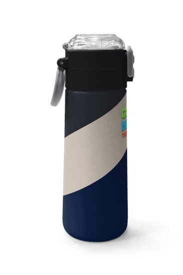 Coral High Kids Lacivert Koyu Gri Bej Desenli Pipetli ve Direkt İçim Çelik Termos 500 ml 31893 - 2