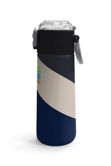Coral High Kids Lacivert Koyu Gri Bej Desenli Pipetli ve Direkt İçim Çelik Termos 500 ml 31893 - 3