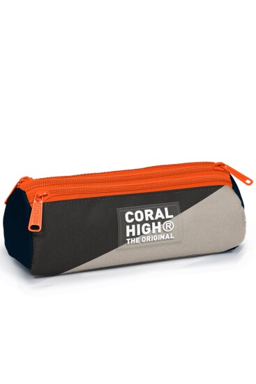 Coral High Kids Lacivert Koyu Gri Bej Renkli Üç Bölmeli Kalem Çantası 11193 