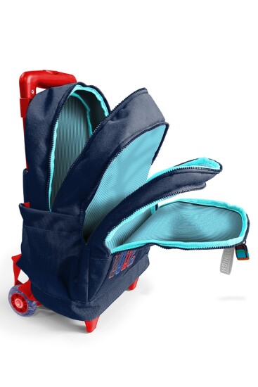Coral High Kids Lacivert Little Dude Desenli Üç Bölmeli Çekçekli Okul Sırt Çantası 34019 - 3