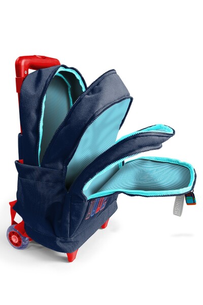 Coral High Kids Lacivert Little Dude Desenli Üç Bölmeli Çekçekli Okul Sırt Çantası 34019 - 3