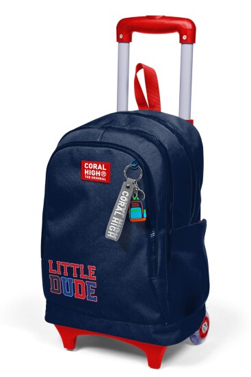 Coral High Kids Lacivert Little Dude Desenli Üç Bölmeli Çekçekli Okul Sırt Çantası 34019 - 6