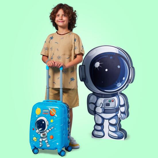 Coral High Kids Lacivert Mavi Astronot Desenli Çocuk Valizi 16751 - 4