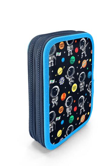 Coral High Kids Lacivert Mavi Astronot Desenli Çift Katlı Kalem Çanta 11149 - 3