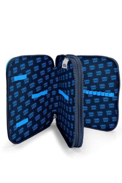 Coral High Kids Lacivert Mavi Astronot Desenli Çift Katlı Kalem Çanta 11149 - 4