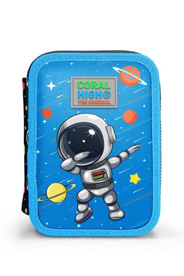 Coral High Kids Lacivert Mavi Astronot Desenli Çift Katlı Kalem Çanta 11149 - 10