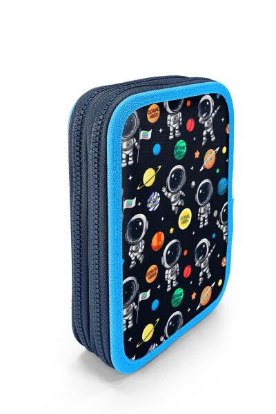 Coral High Kids Lacivert Mavi Astronot Desenli Çift Katlı Kalem Çanta 11149 - 3