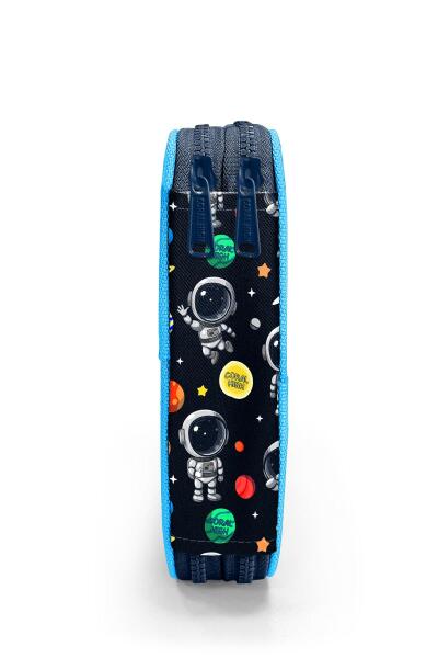 Coral High Kids Lacivert Mavi Astronot Desenli Çift Katlı Kalem Çanta 11149 - 8