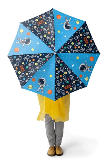 Coral High Kids Lacivert Mavi Astronot Desenli Çocuk Şemsiyesi 12673 