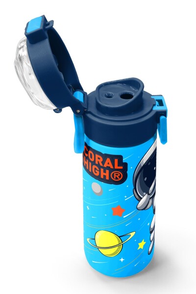 Coral High Kids Lacivert Mavi Astronot Desenli Pipetli ve Direkt İçim Çelik Termos 500 ml 31804 - 6