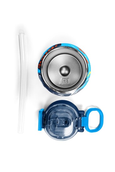 Coral High Kids Lacivert Mavi Astronot Desenli Pipetli ve Direkt İçim Çelik Termos 500 ml 31804 - 7