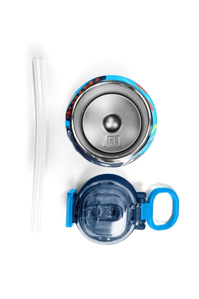 Coral High Kids Lacivert Mavi Astronot Desenli Pipetli ve Direkt İçim Çelik Termos 500 ml 31804 - 7