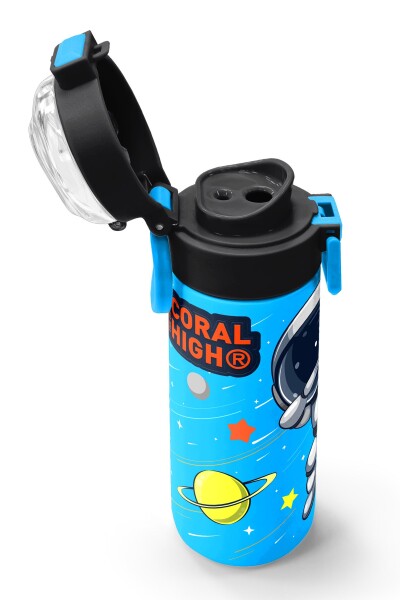 Coral High Kids Lacivert Mavi Astronot Desenli Pipetli ve Direkt İçim Çelik Termos 500 ml 31804 - 6