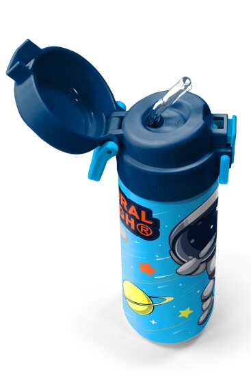 Coral High Kids Lacivert Mavi Astronot Desenli Pipetli ve Direkt İçim Çelik Termos 500 ml 31804 - 2
