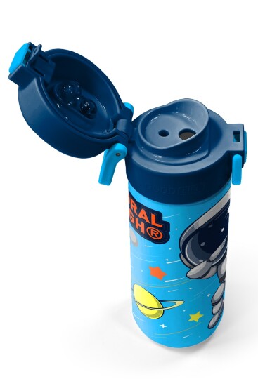 Coral High Kids Lacivert Mavi Astronot Desenli Pipetli ve Direkt İçim Çelik Termos 500 ml 31804 - 3