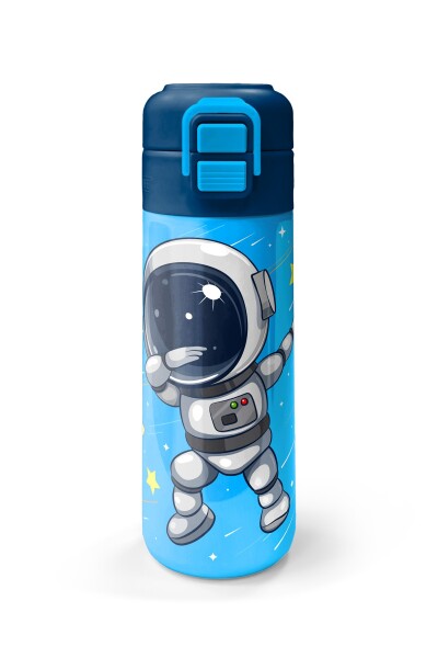 Coral High Kids Lacivert Mavi Astronot Desenli Pipetli ve Direkt İçim Çelik Termos 500 ml 31804 - 4