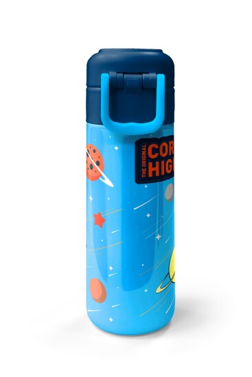 Coral High Kids Lacivert Mavi Astronot Desenli Pipetli ve Direkt İçim Çelik Termos 500 ml 31804 - 7