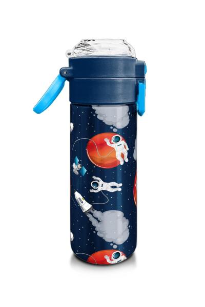 Coral High Kids Lacivert Mavi Astronot Desenli Pipetli ve Direkt İçim Çelik Termos 500 ml 31999 - 2