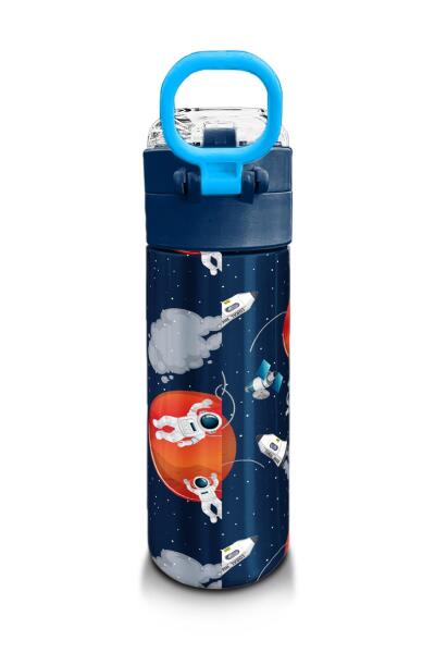 Coral High Kids Lacivert Mavi Astronot Desenli Pipetli ve Direkt İçim Çelik Termos 500 ml 31999 - 3