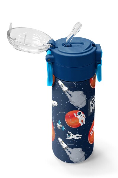 Coral High Kids Lacivert Mavi Astronot Desenli Pipetli ve Direkt İçim Çelik Termos 500 ml 31999 - 5