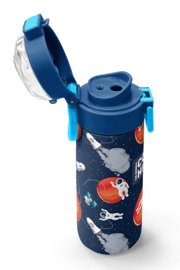 Coral High Kids Lacivert Mavi Astronot Desenli Pipetli ve Direkt İçim Çelik Termos 500 ml 31999 - 6