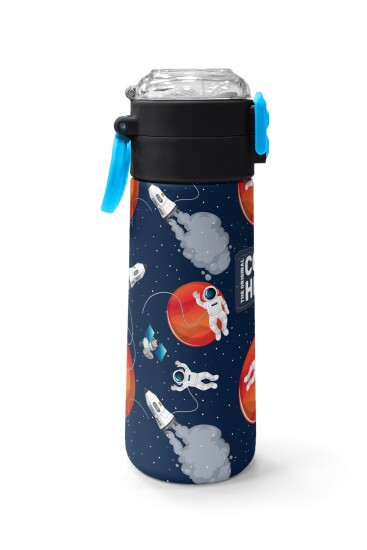 Coral High Kids Lacivert Mavi Astronot Desenli Pipetli ve Direkt İçim Çelik Termos 500 ml 31999 - 2