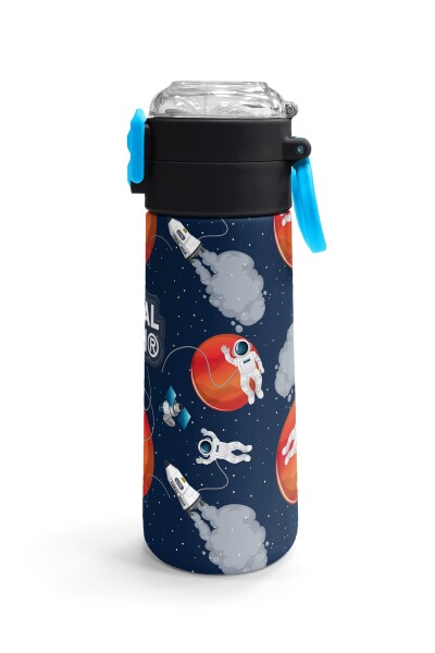 Coral High Kids Lacivert Mavi Astronot Desenli Pipetli ve Direkt İçim Çelik Termos 500 ml 31999 - 3