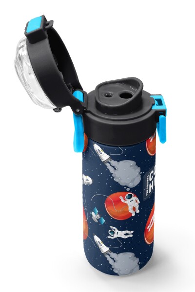 Coral High Kids Lacivert Mavi Astronot Desenli Pipetli ve Direkt İçim Çelik Termos 500 ml 31999 - 6