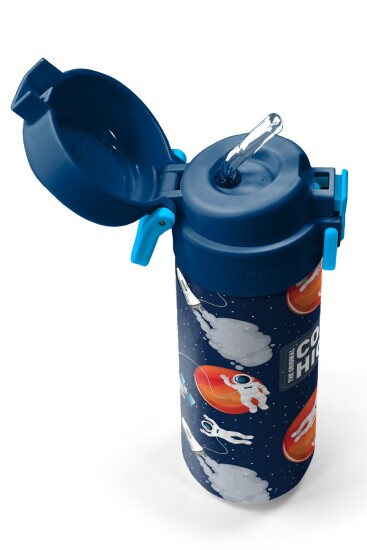 Coral High Kids Lacivert Mavi Astronot Desenli Pipetli ve Direkt İçim Çelik Termos 500 ml 31999 - 2