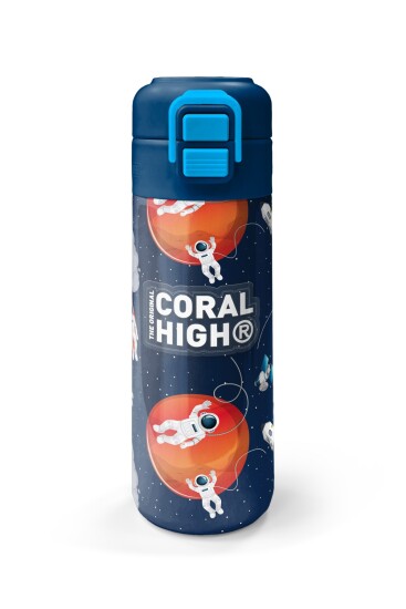 Coral High Kids Lacivert Mavi Astronot Desenli Pipetli ve Direkt İçim Çelik Termos 500 ml 31999 - 4