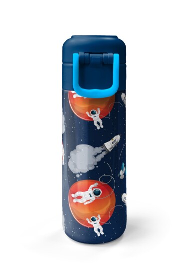 Coral High Kids Lacivert Mavi Astronot Desenli Pipetli ve Direkt İçim Çelik Termos 500 ml 31999 - 7
