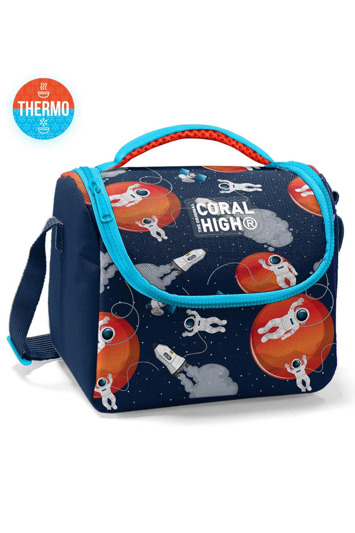Coral High Kids Lacivert Mavi Astronot Desenli Thermo Beslenme çantası 11893