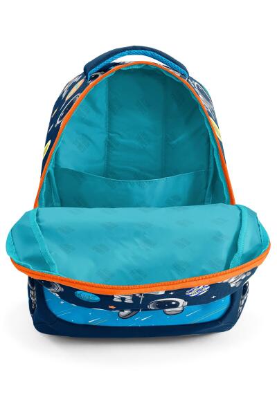 Coral High Kids Lacivert Mavi Astronot Desenli Üç Bölmeli Okul Sırt Çantası 23486 - 3